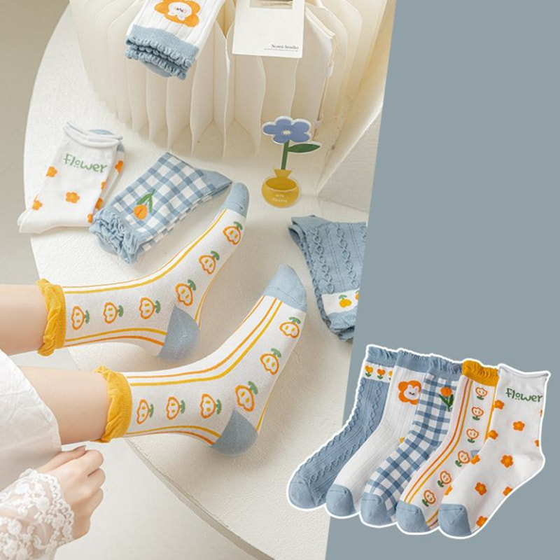 Stocaí feadán lár do leanaí, treocht stocaí cartúin na Seapáine, leagan Cóiré, ceithre shéasúr stocaí ban tanaí